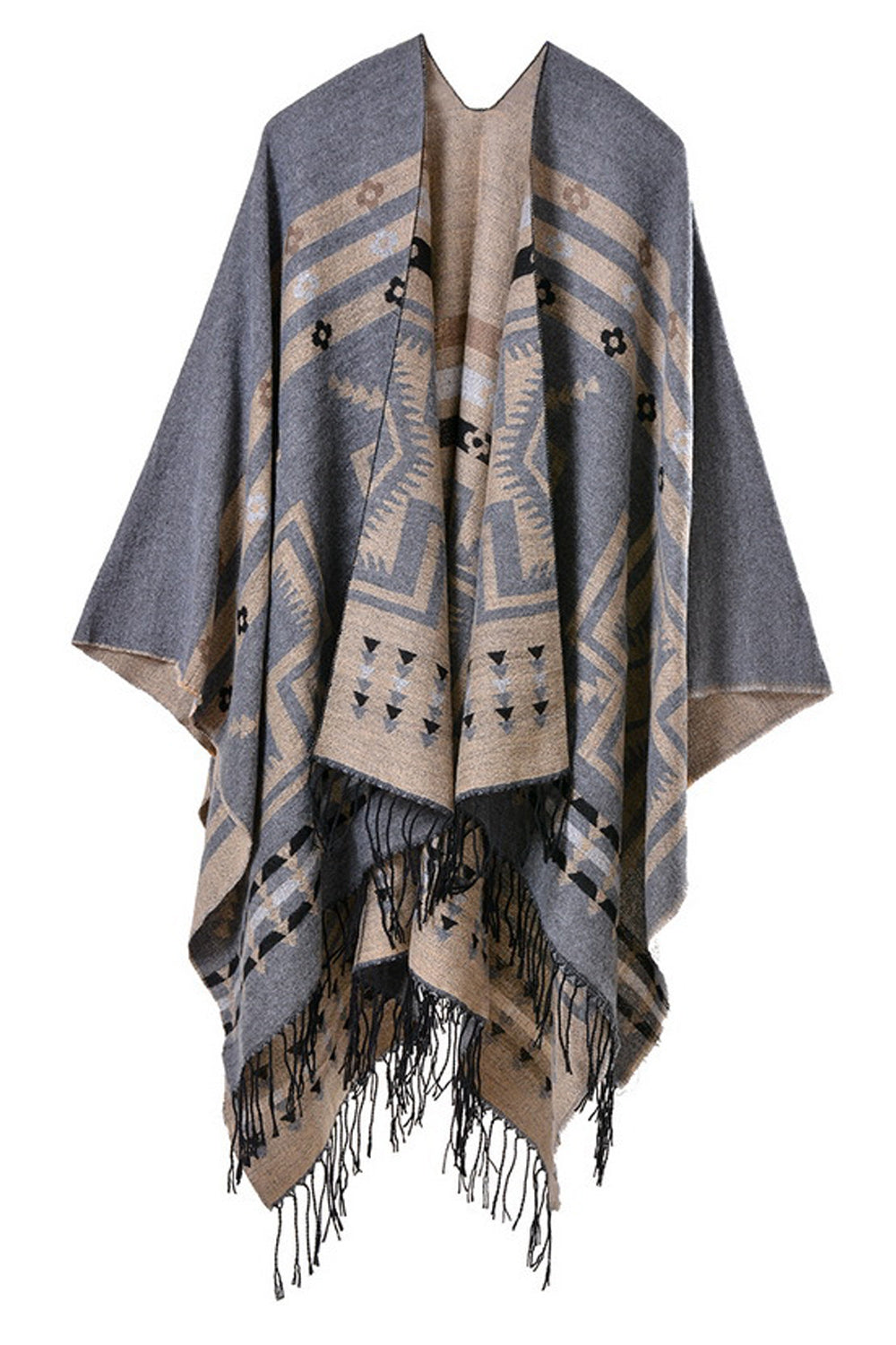 Women Long Geometric Printed Cashmere Shawl