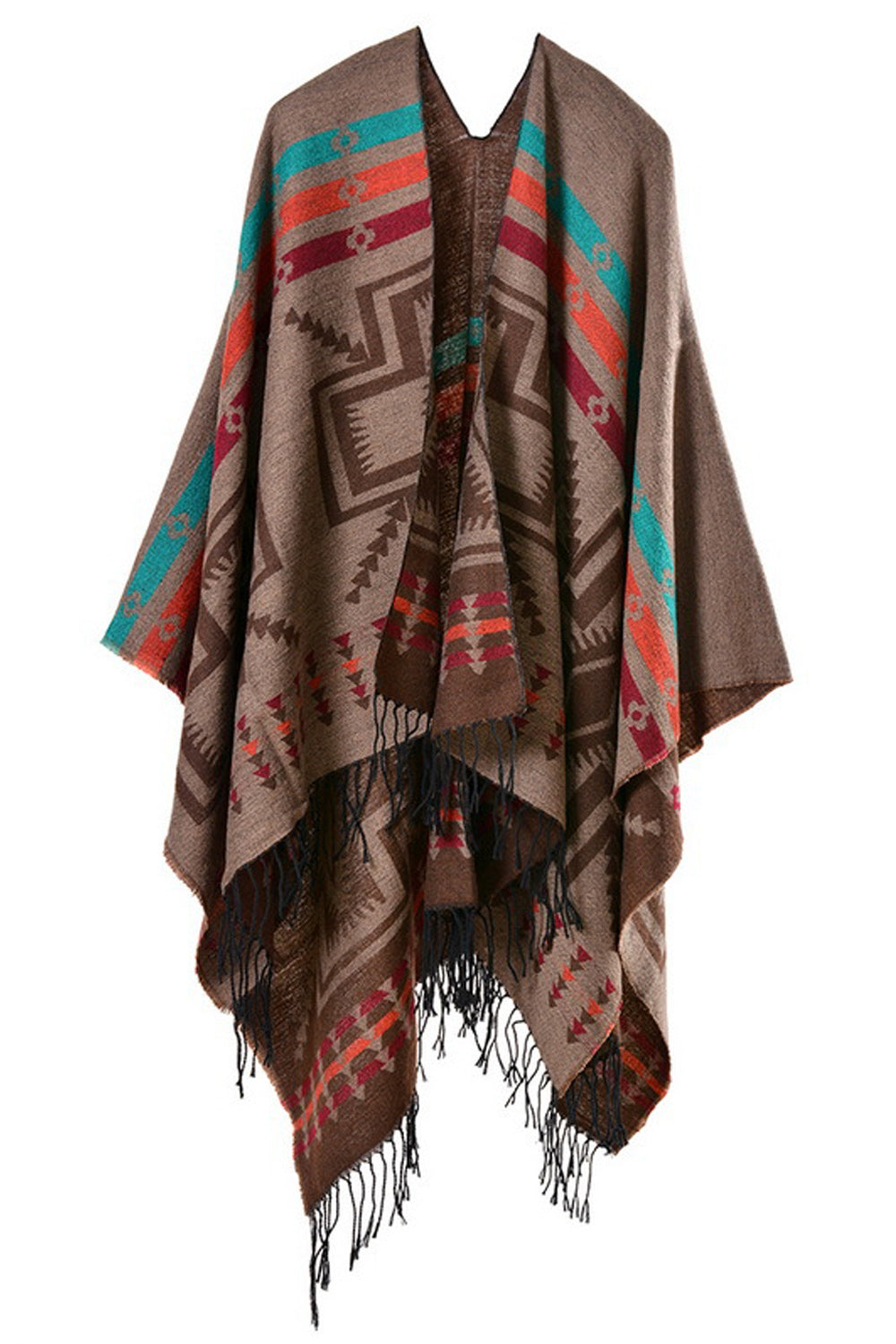 Women Long Geometric Printed Cashmere Shawl