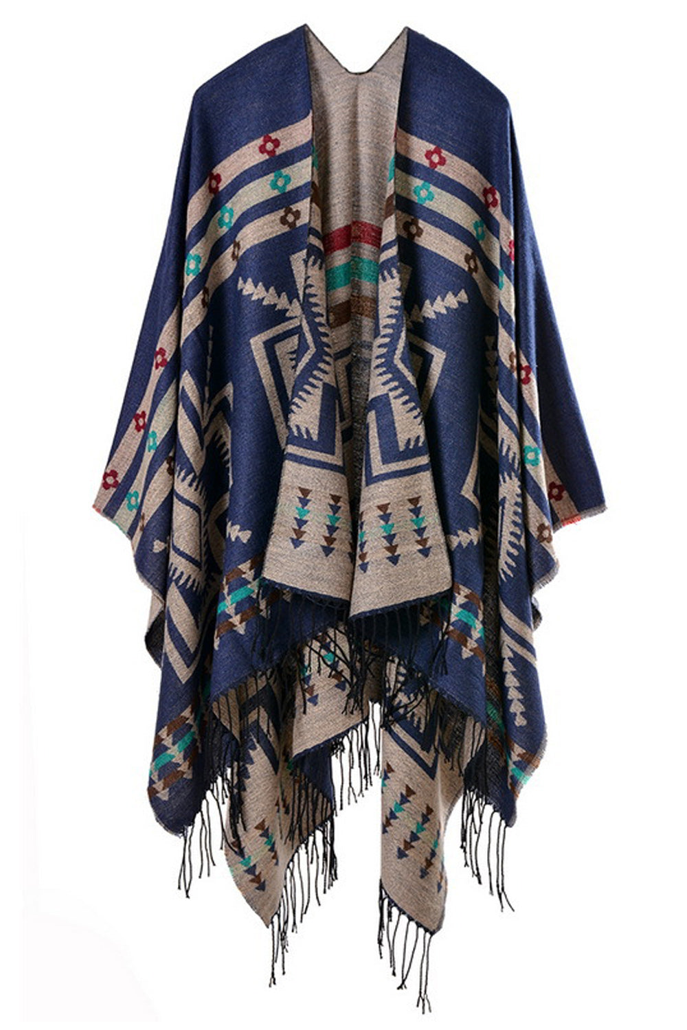Women Long Geometric Printed Cashmere Shawl
