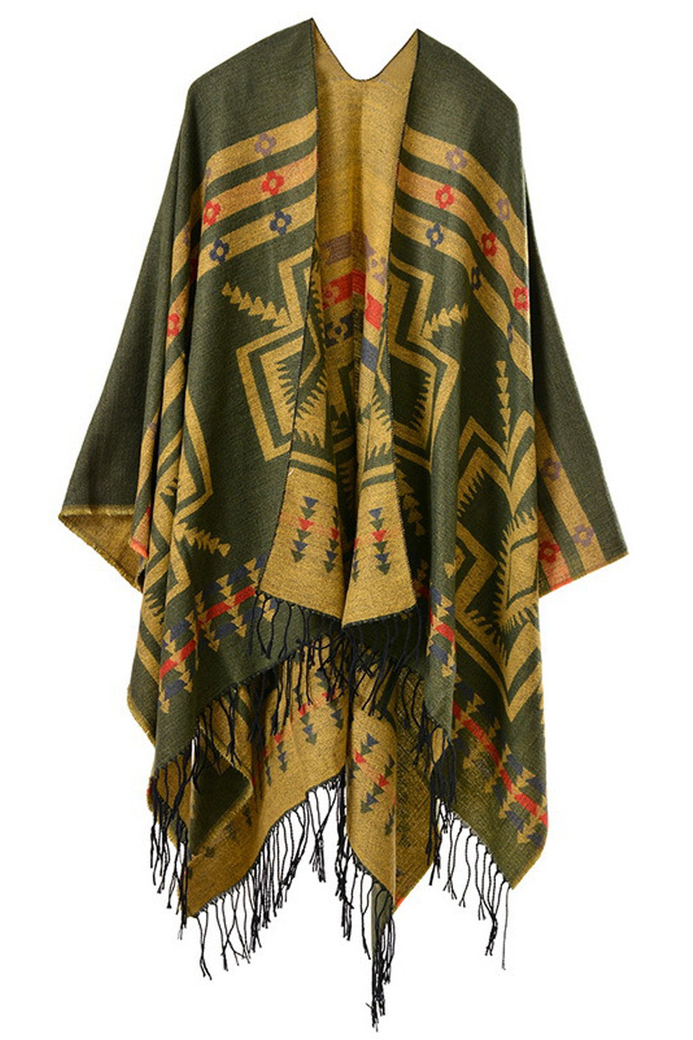 Women Long Geometric Printed Cashmere Shawl