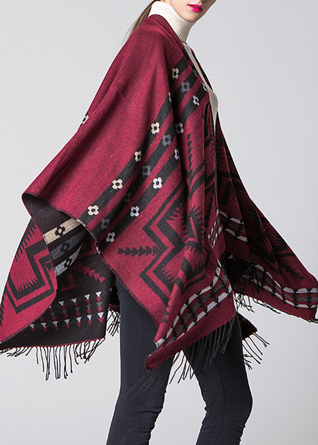 Women Long Geometric Printed Cashmere Shawl