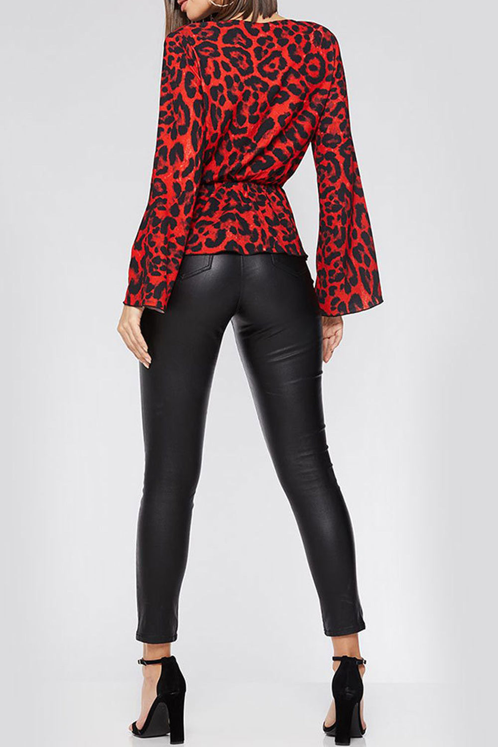Women Deep Neck Long Sleeve Elegant Top