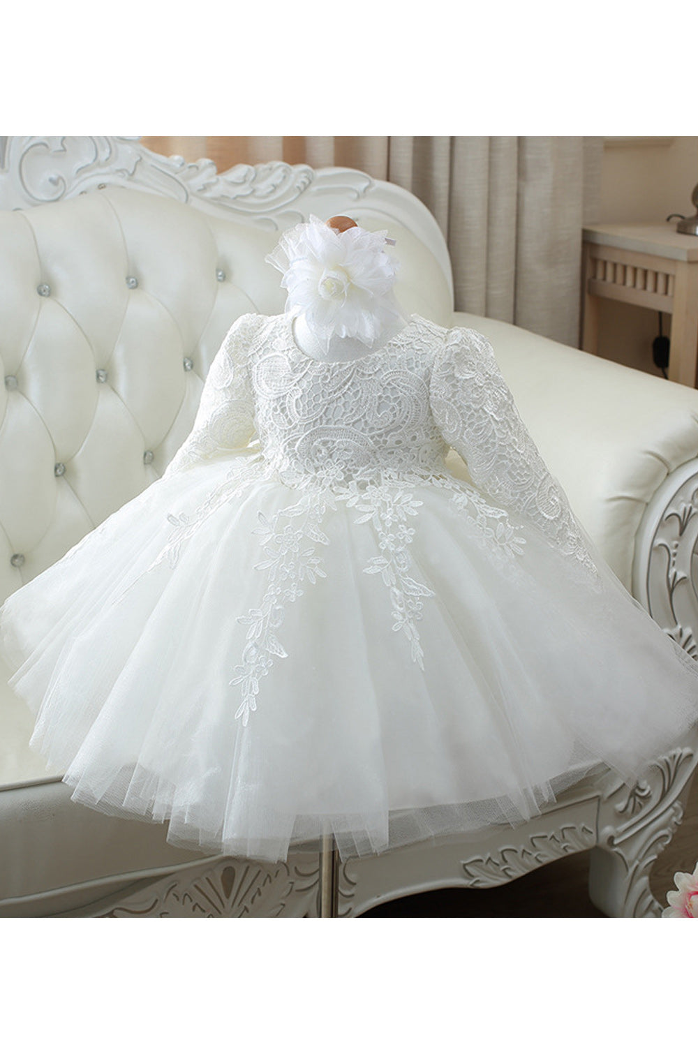 Kids Girls Decorated Long Sleeve Pretty Dress