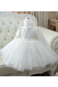 Kids Girls Decorated Long Sleeve Pretty Dress