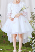 Kids Girls Crochet Lace Irregular Fancy Dress
