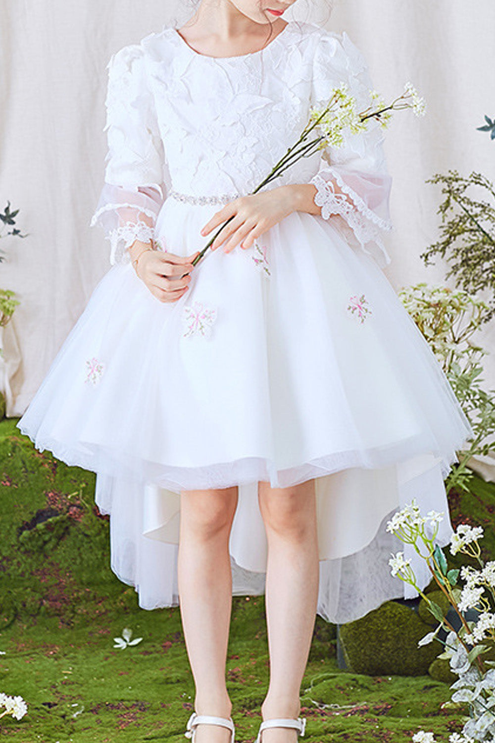 Kids Girls Crochet Lace Irregular Fancy Dress
