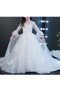 Kids Girls High Neck Decorated Fancy Party Dress