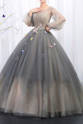 Women Round Neck Lantern Sleeve Wedding Dress