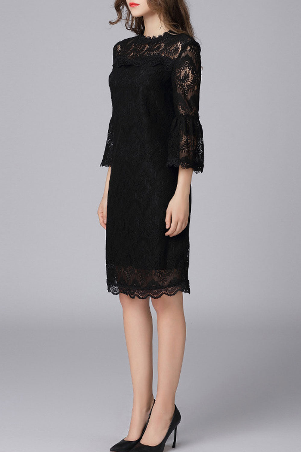 Women Trumpet Sleeve Loose Shift Dress