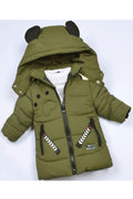 Kids Boys Hat Neck Cartoon Ears Warm Jacket