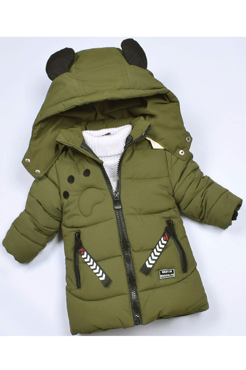 Kids Boys Hat Neck Cartoon Ears Warm Jacket