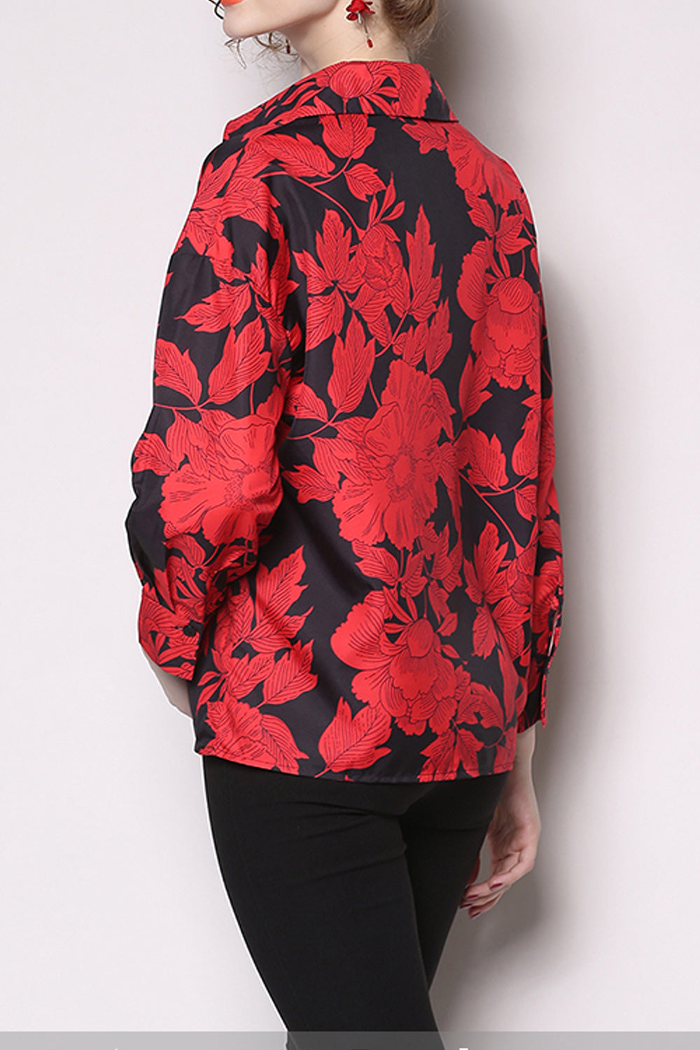 Women Fashion Collar Neck Loose Shirt