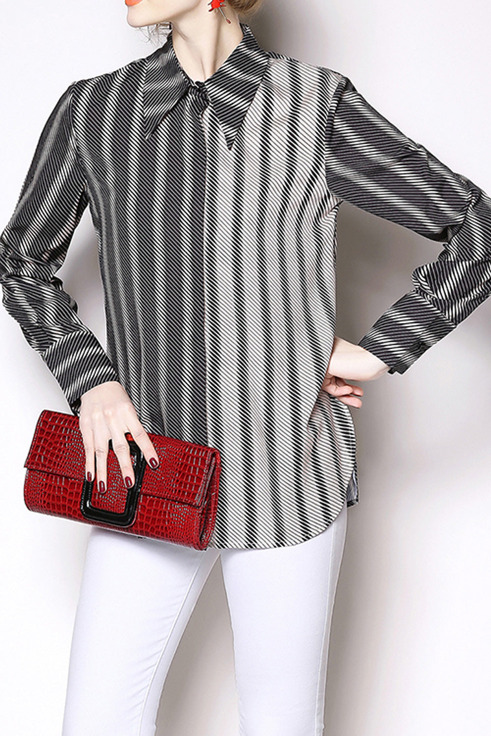 Women Striped Long Sleeved Casual Shirt