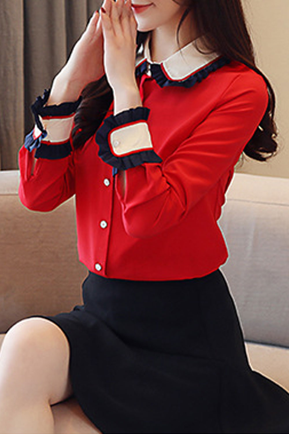 Women Contrast Collar Neck Pretty Dress