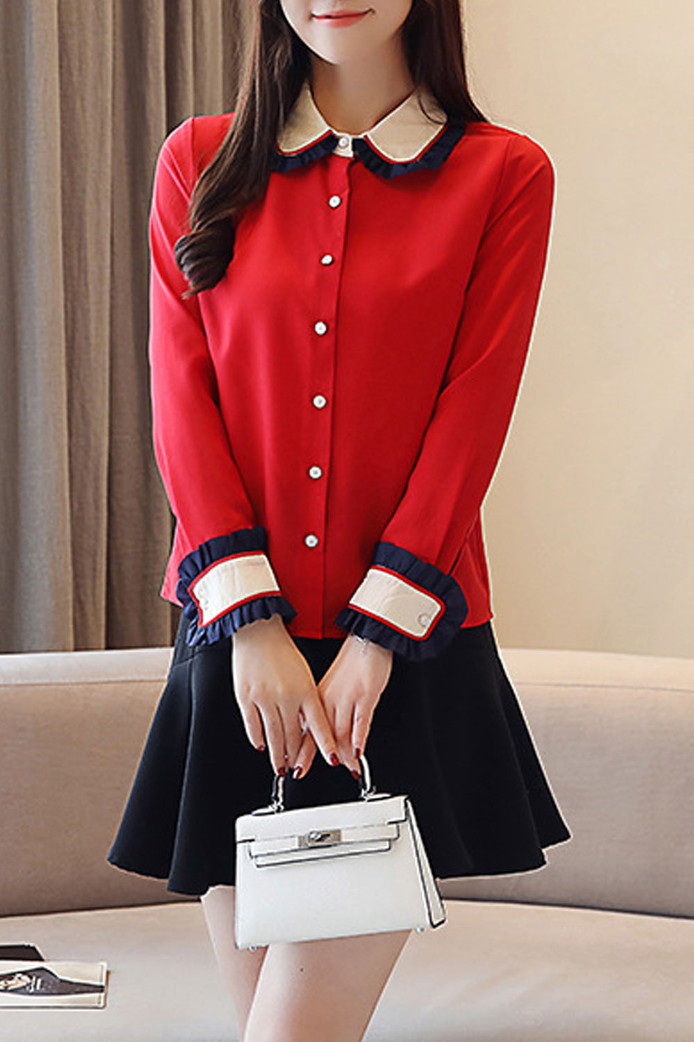 Women Contrast Collar Neck Pretty Dress