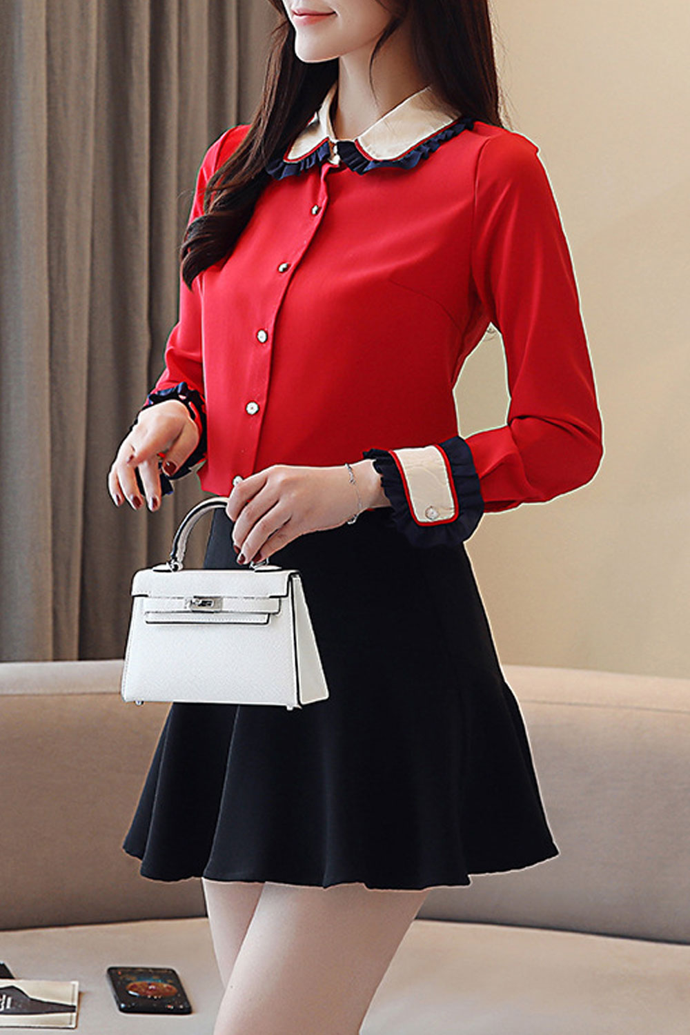 Women Contrast Collar Neck Pretty Dress