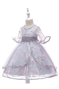 Kids Baby Girls Trumpet Sleeves Lace Dress