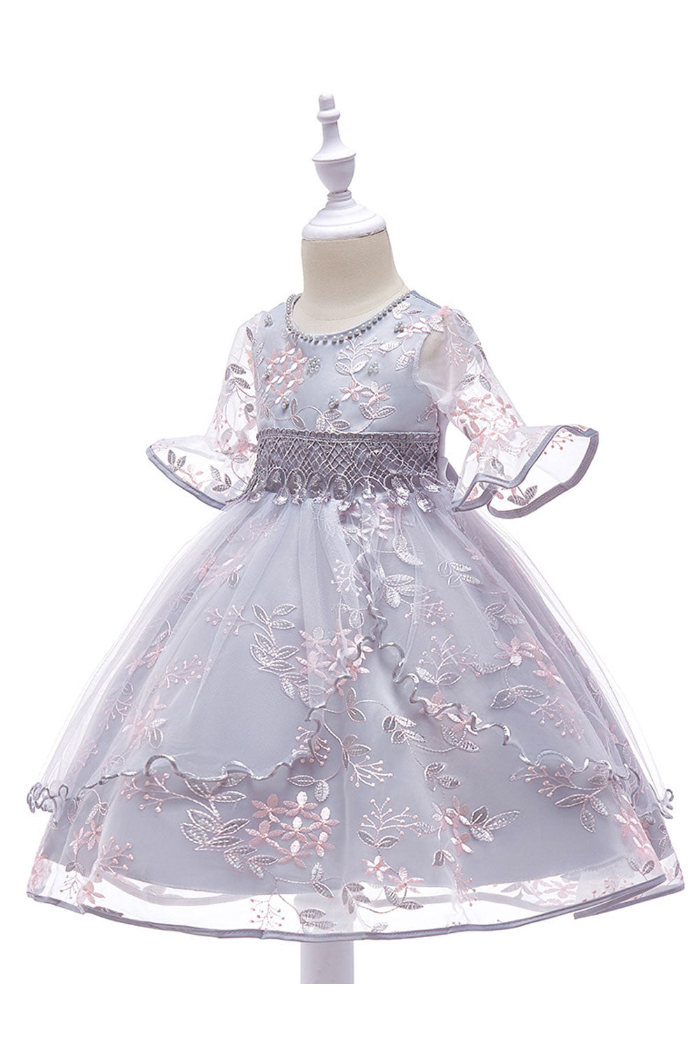 Kids Baby Girls Trumpet Sleeves Lace Dress