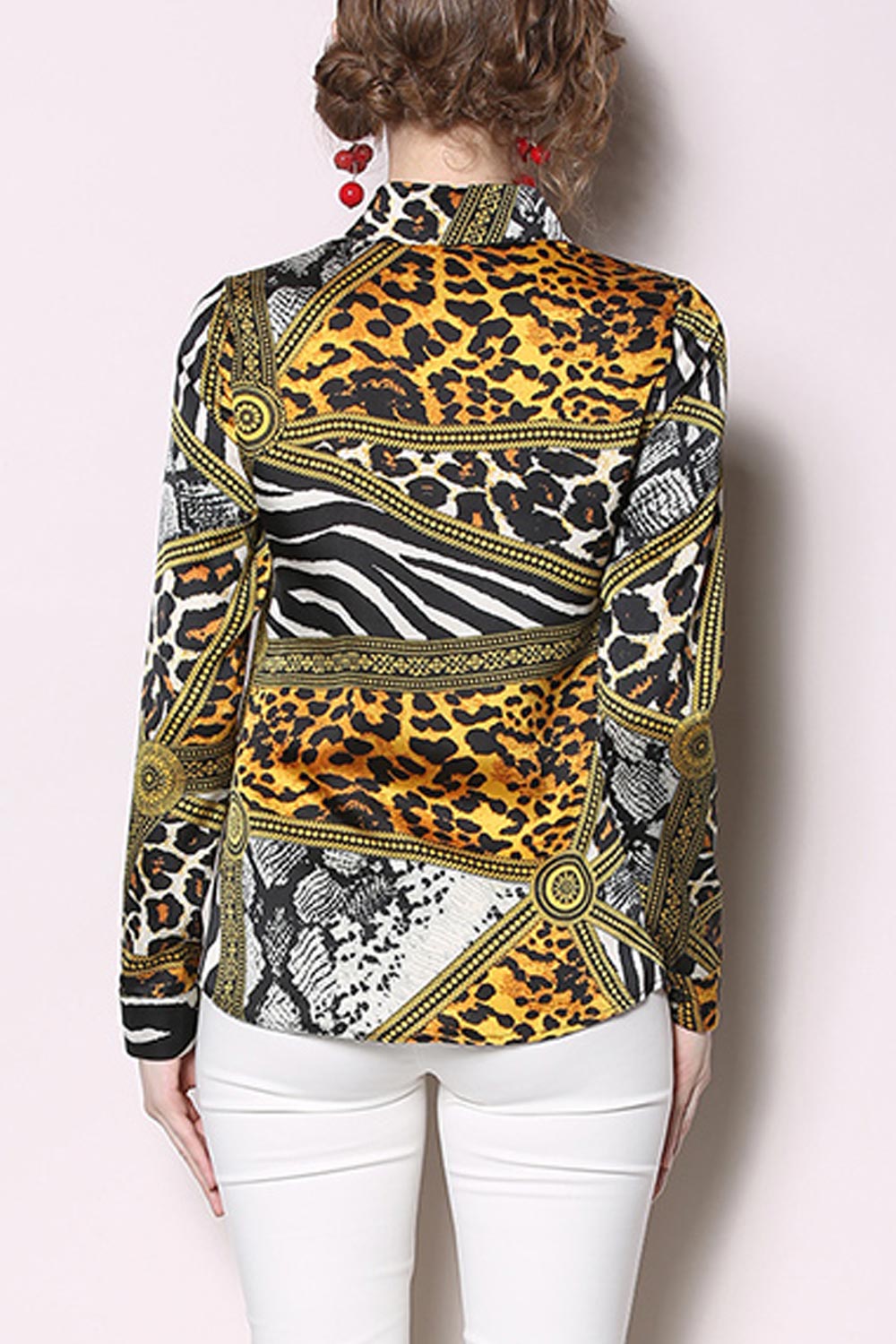 Women Stylish Collar Neck Printed Shirt