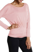 Women Round Neck Solid Colored Casual Top