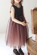 Kids Baby Girls Square Neck Sleeveless Lace Dress
