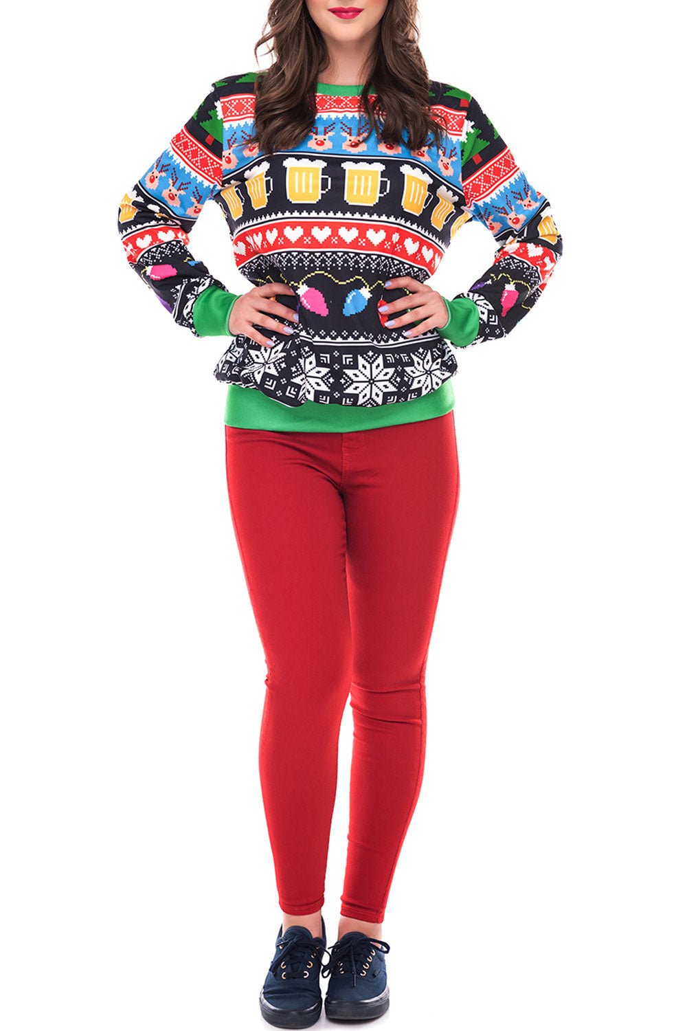 Women Warm Printed Christmas Sweatshirt