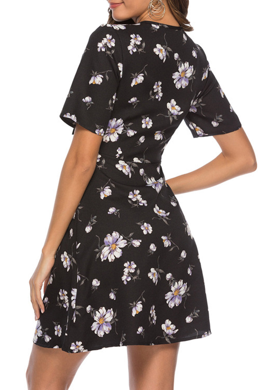 Women Printed Short Sleeved A-Line Dress