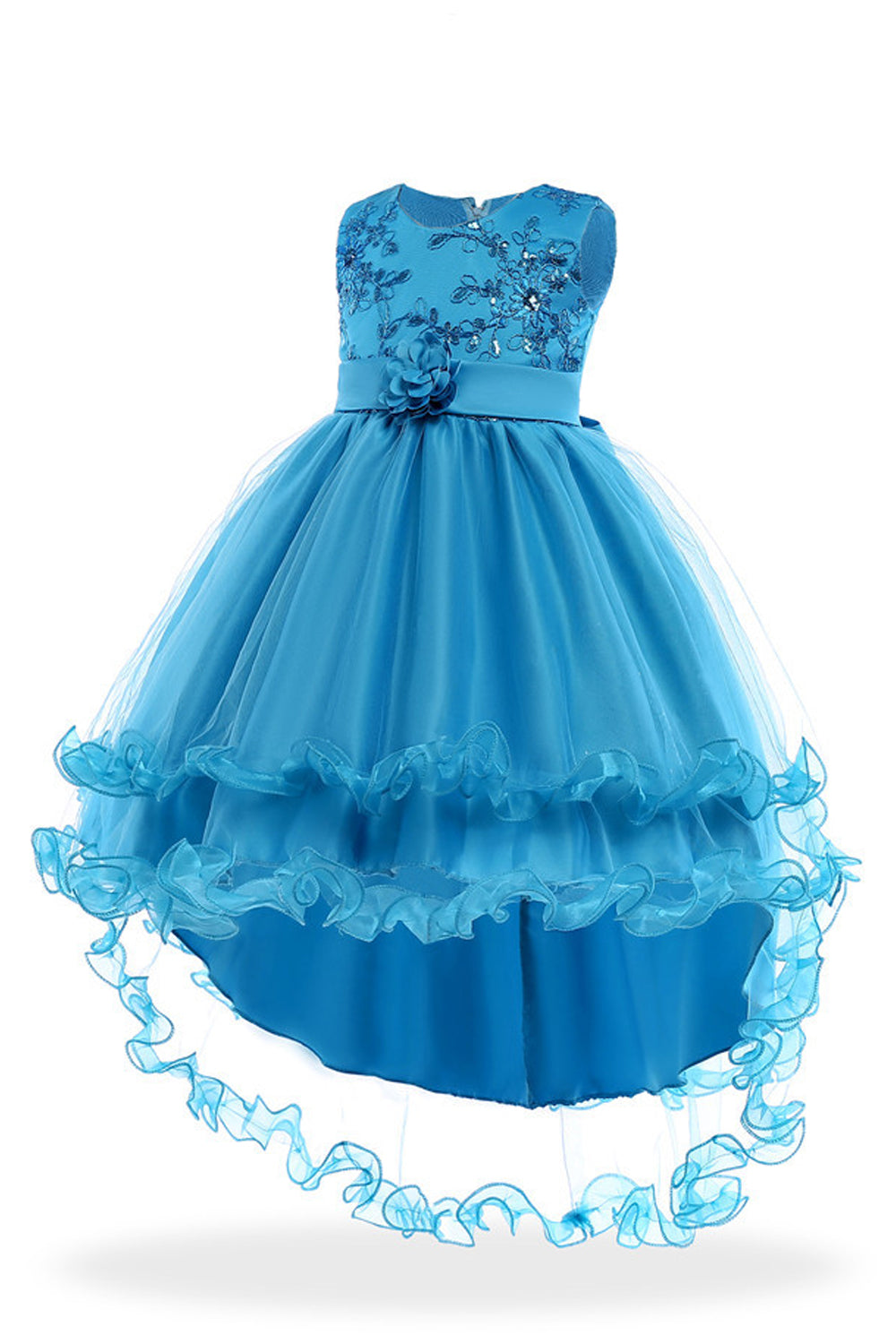 Kids Girls Lace Bust Flower Waist Party Dress