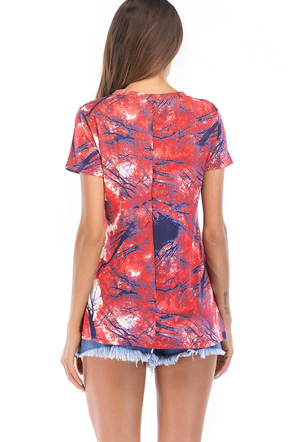Women Printed Round Neck Slim Top