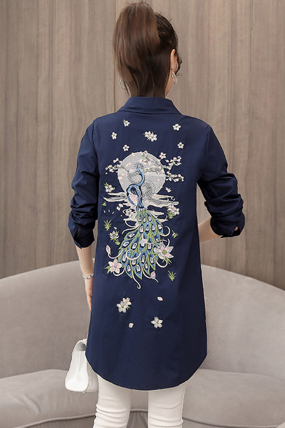 Women Collar Neck Embroidered Casual Shirt