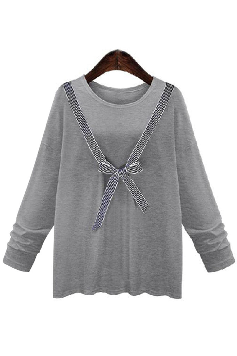 Women Stylish Bow Tie Round Neck Top