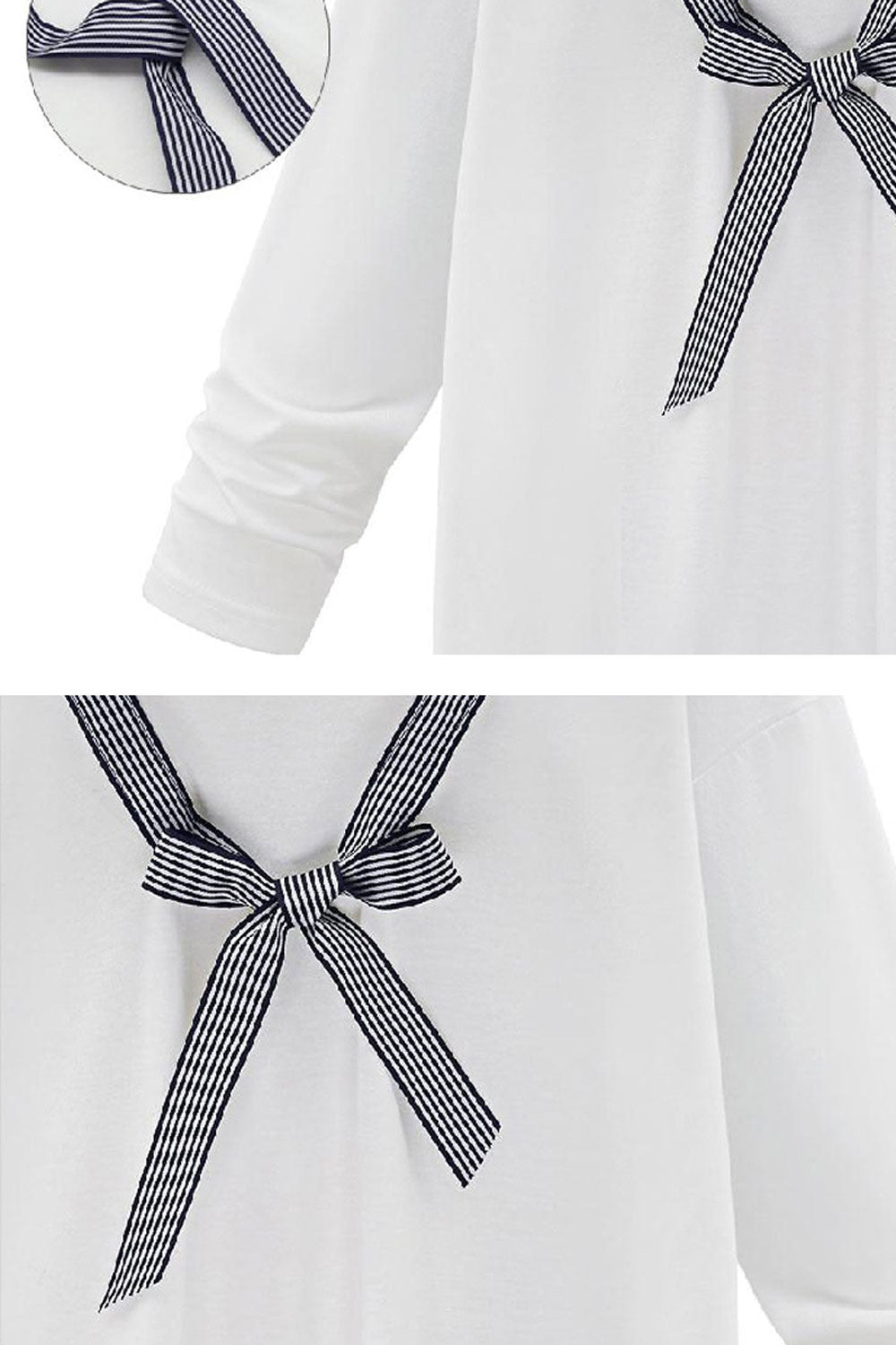 Women Stylish Bow Tie Round Neck Top