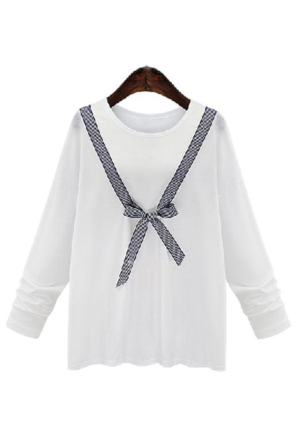 Women Stylish Bow Tie Round Neck Top