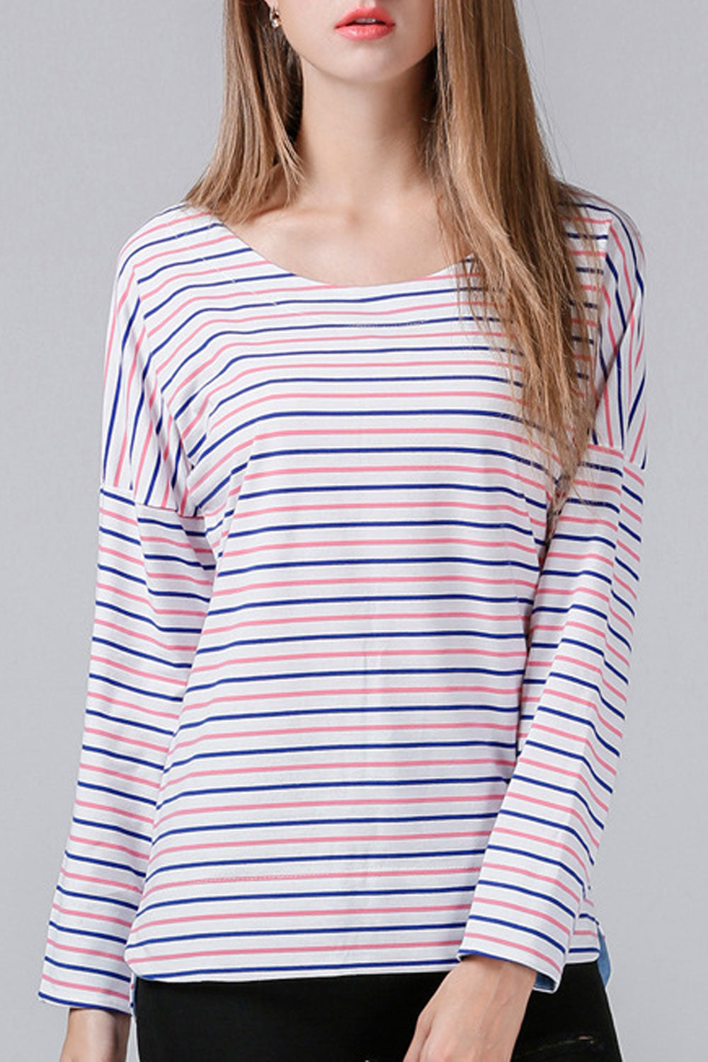 Women Striped Round Neck Soft Shirt