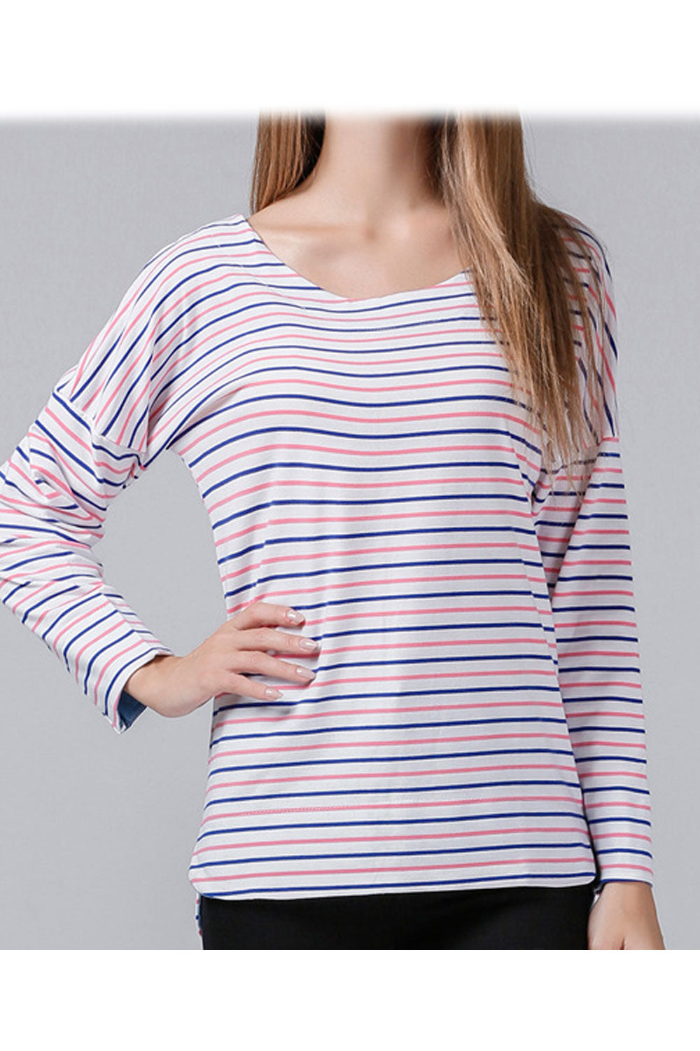 Women Striped Round Neck Soft Shirt