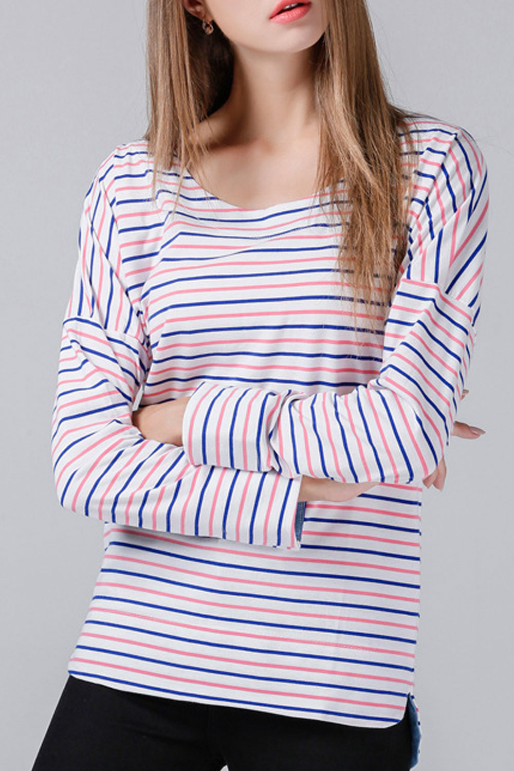 Women Striped Round Neck Soft Shirt