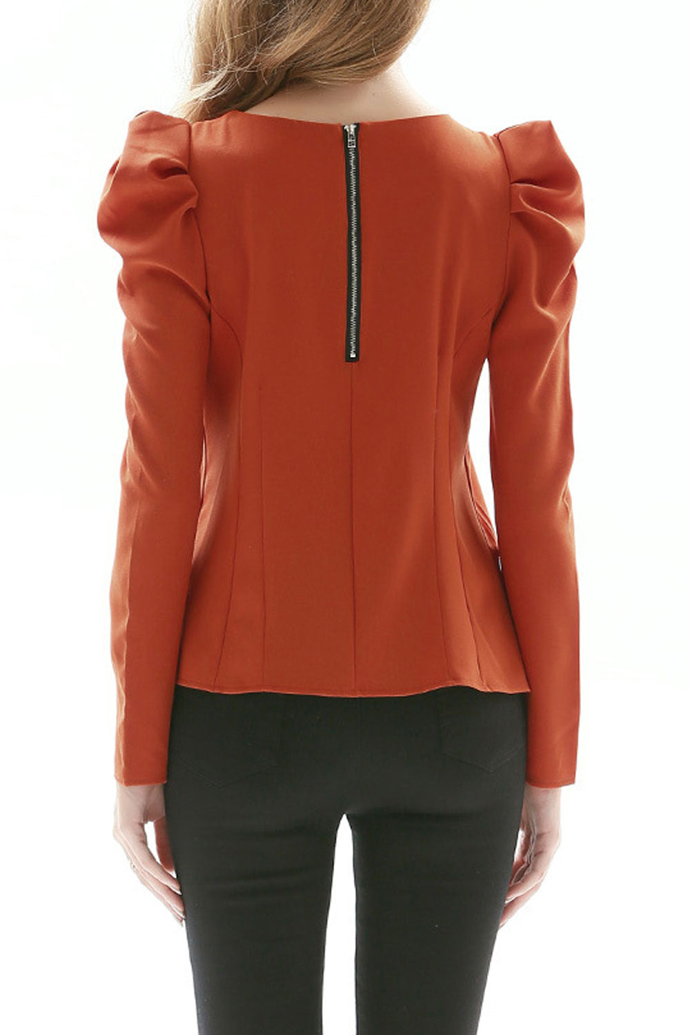 Women High Neck Puff Sleeved Shirt