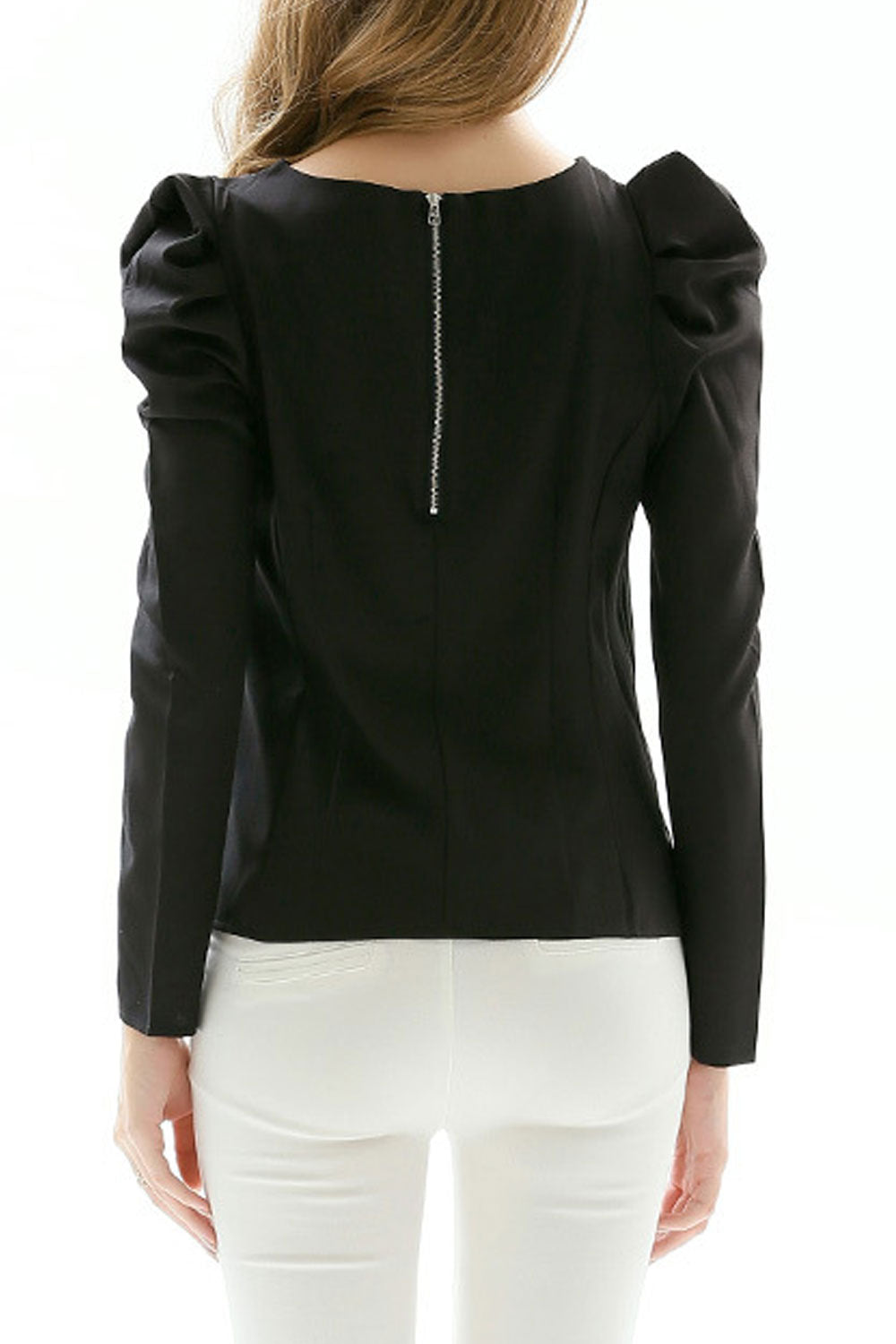 Women High Neck Puff Sleeved Shirt