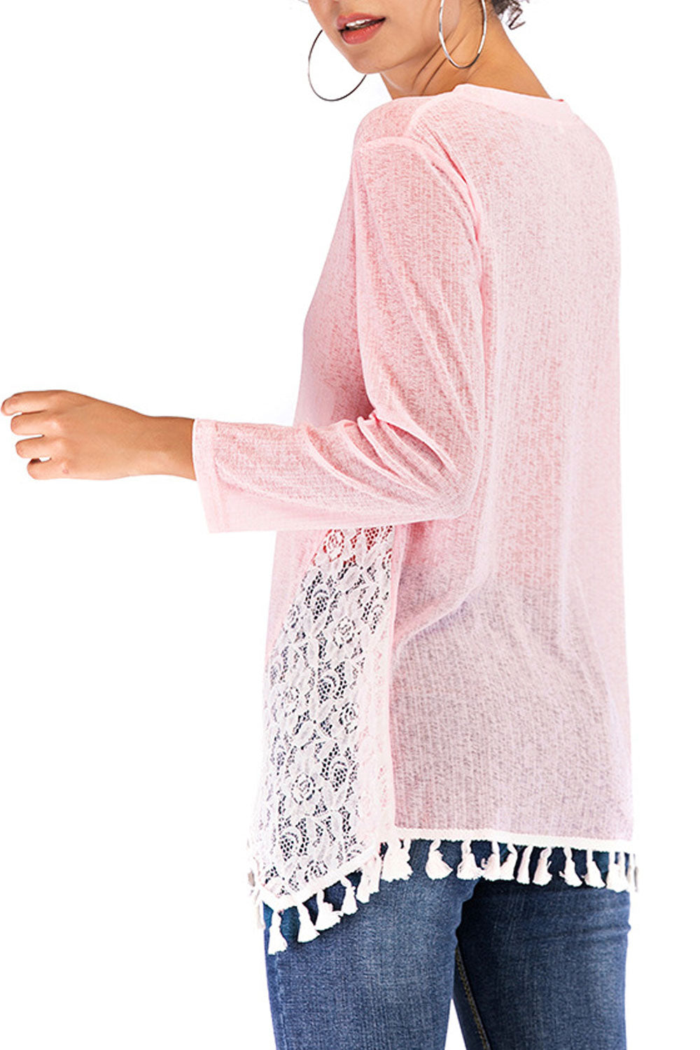 Women Lace Round Neck Loose Stylish Top