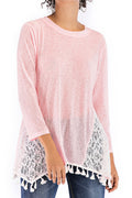 Women Lace Round Neck Loose Stylish Top