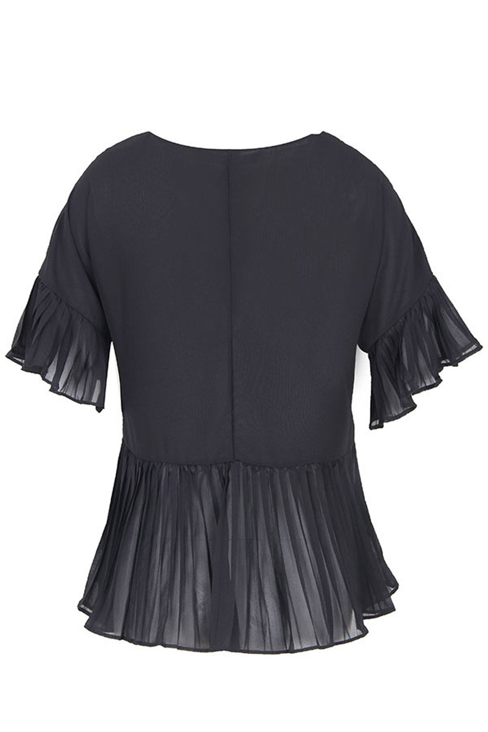 Women Decent V-Neck Pleated Top