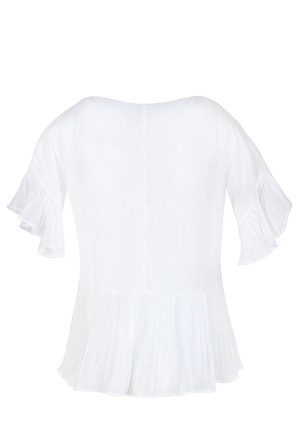 Women Decent V-Neck Pleated Top