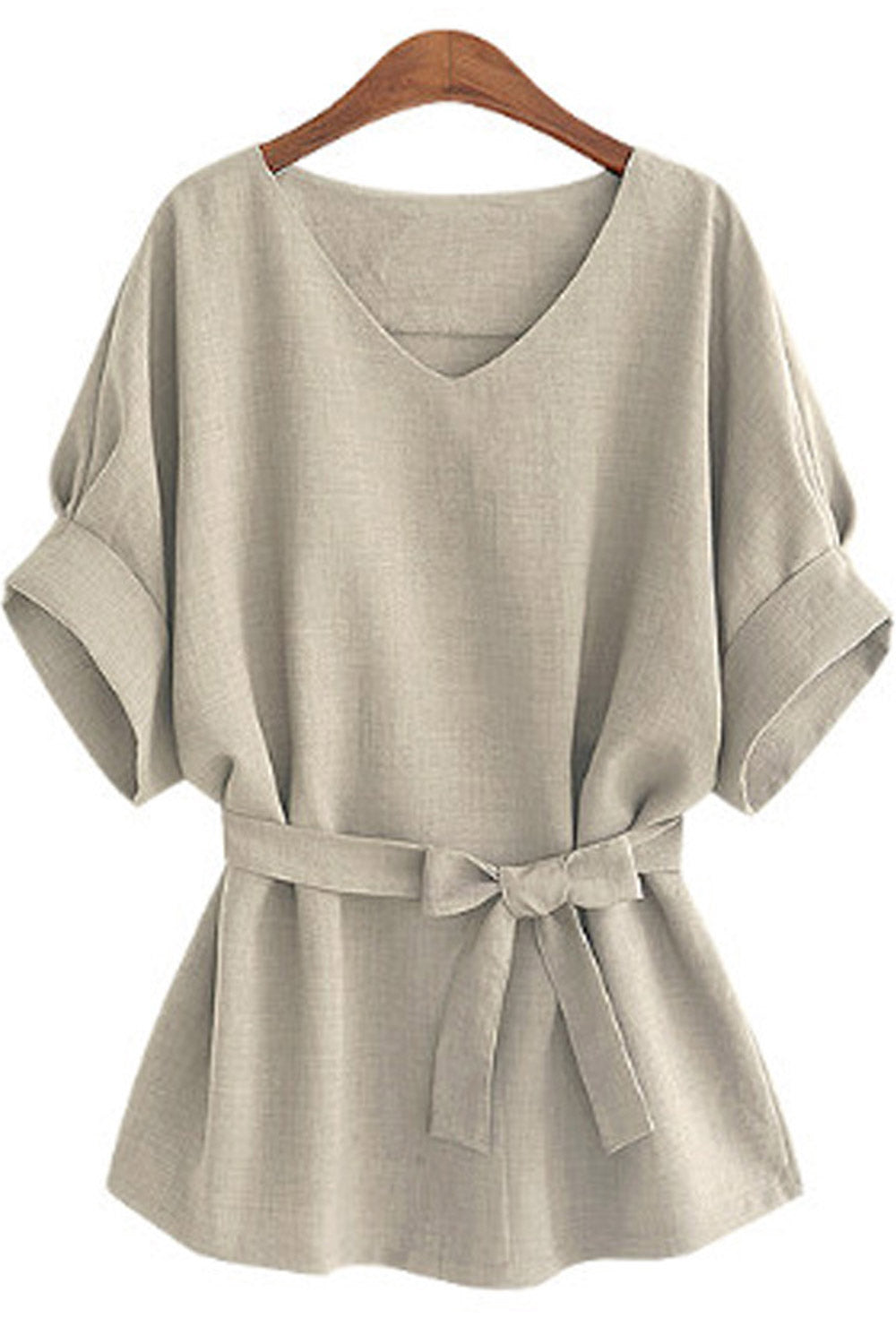 Women V-Neck Tie Waist Pretty Top