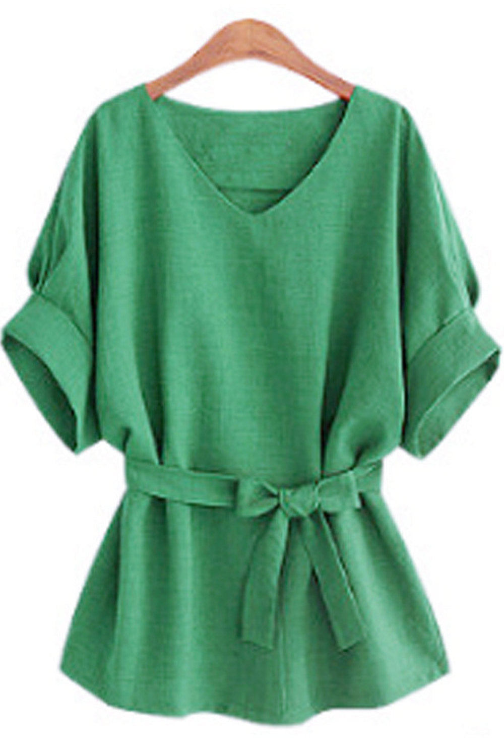 Women V-Neck Tie Waist Pretty Top