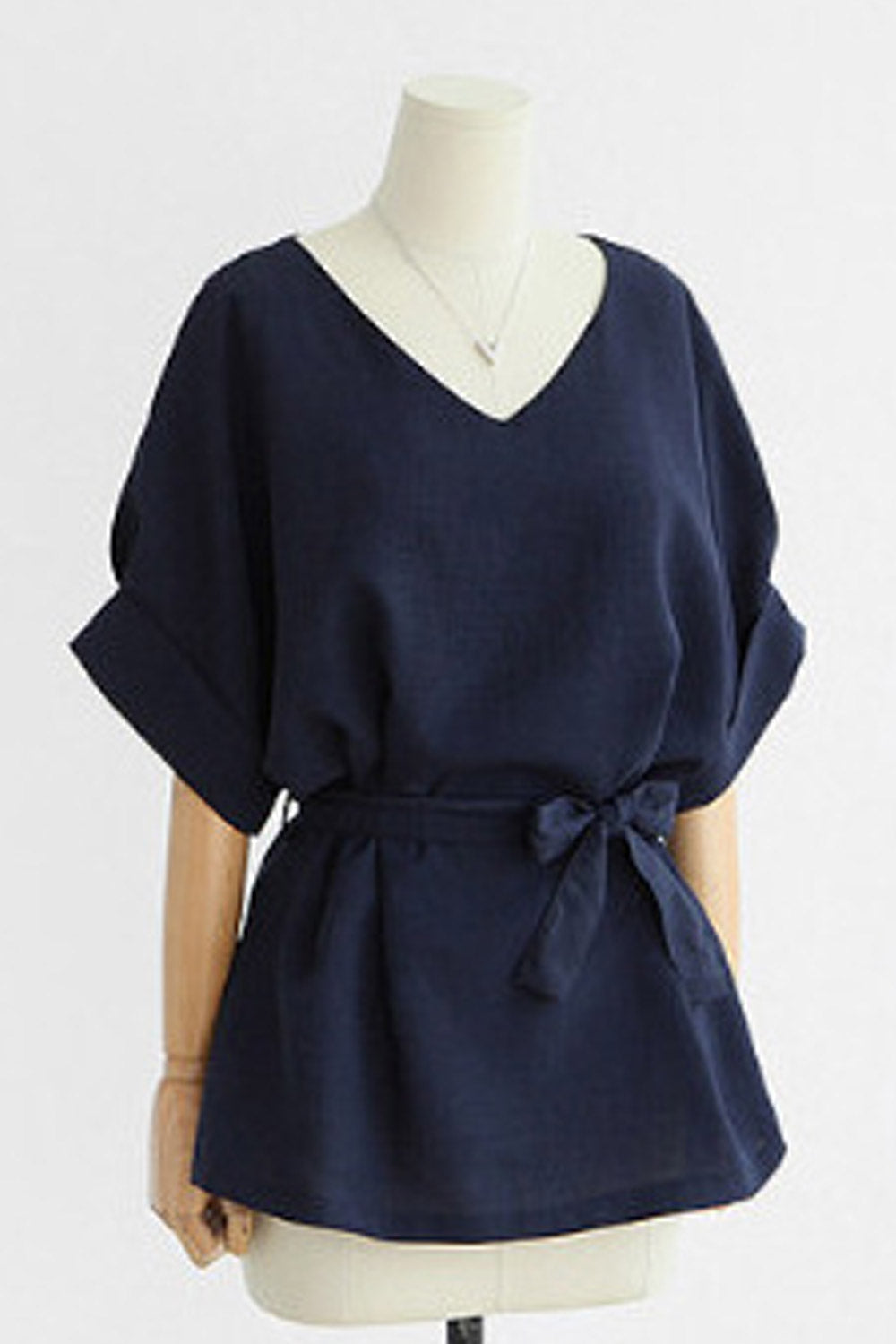 Women V-Neck Tie Waist Pretty Top