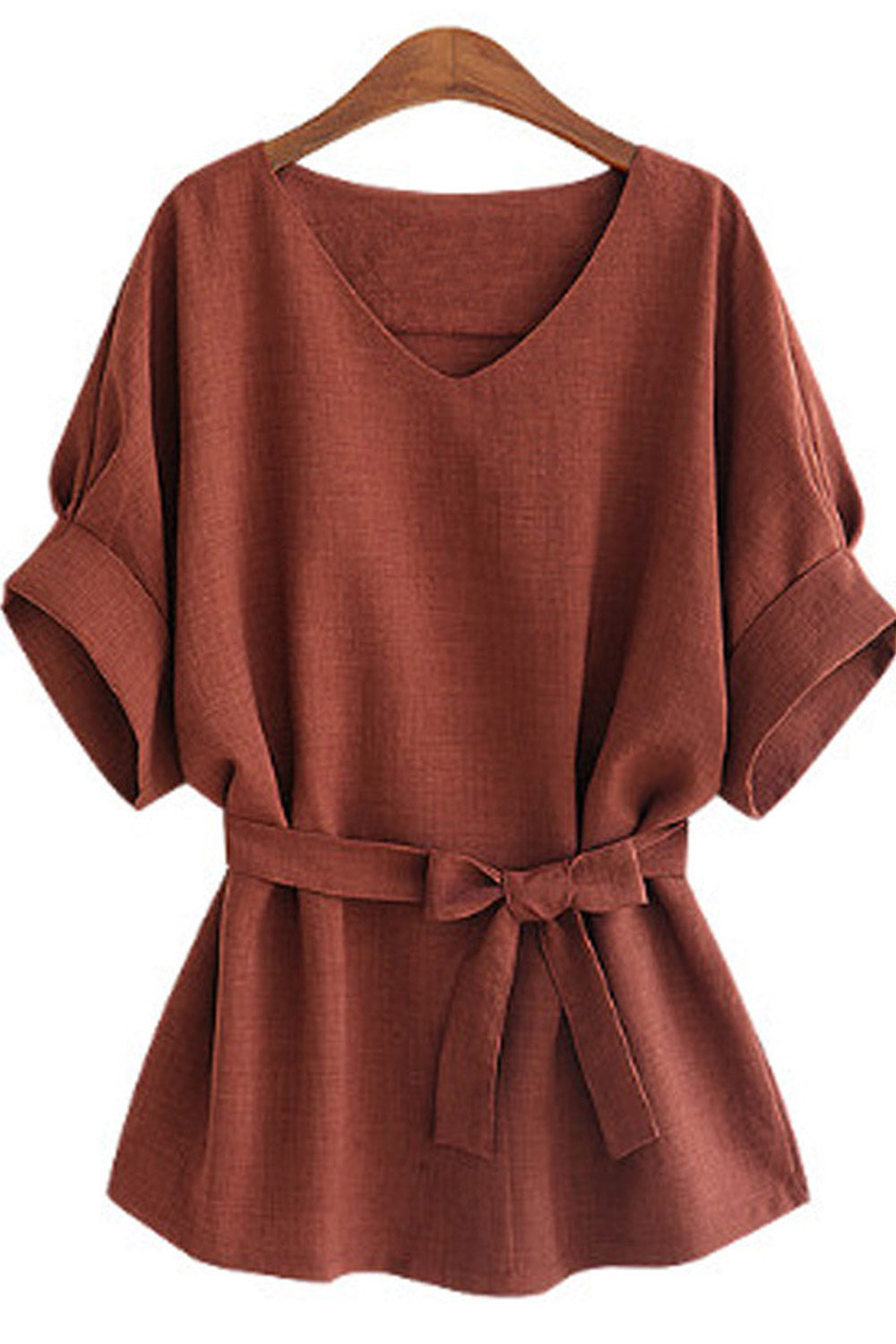 Women V-Neck Tie Waist Pretty Top