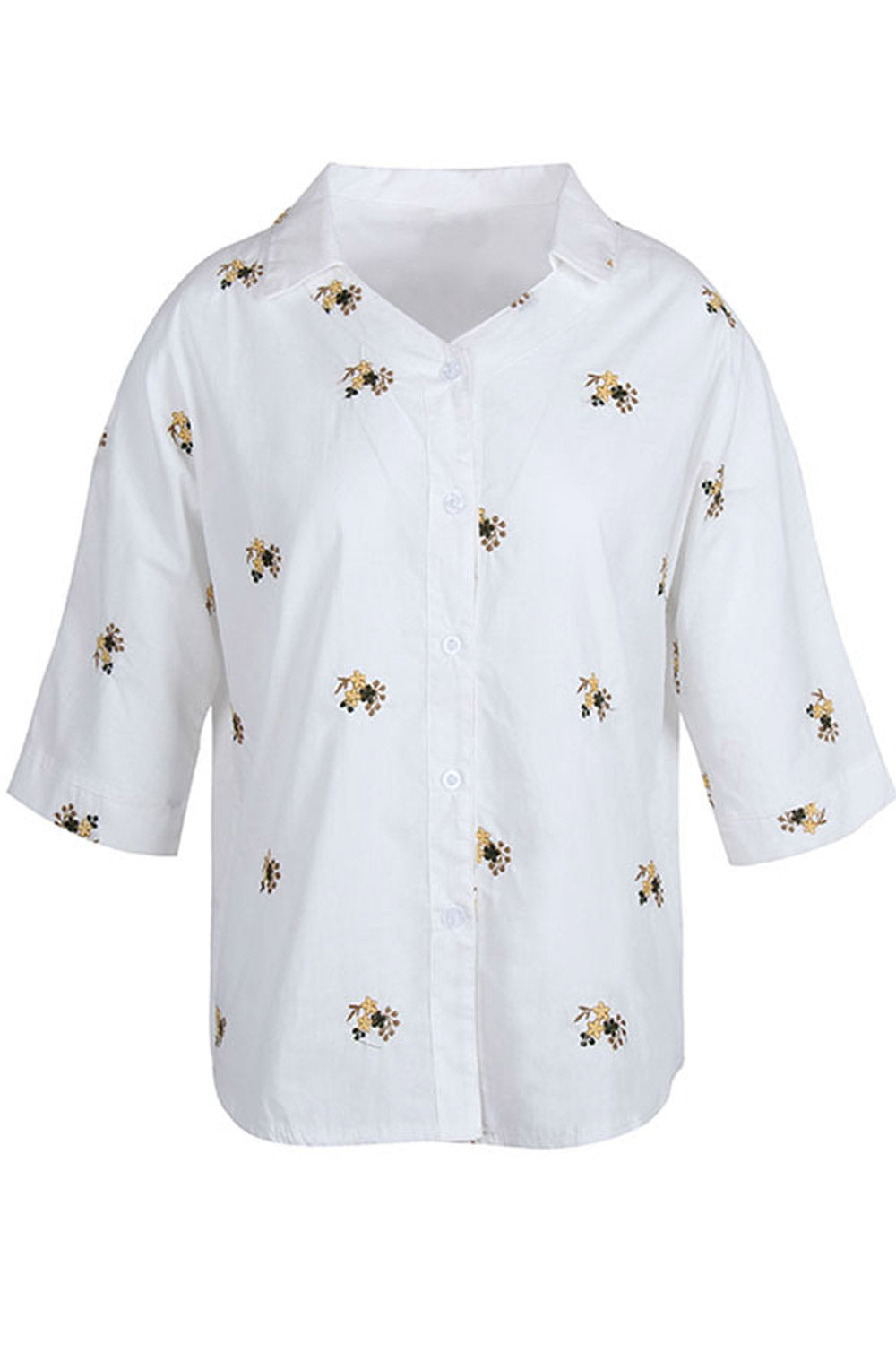 Women Collar Neck Flower Printed Casual Shirt