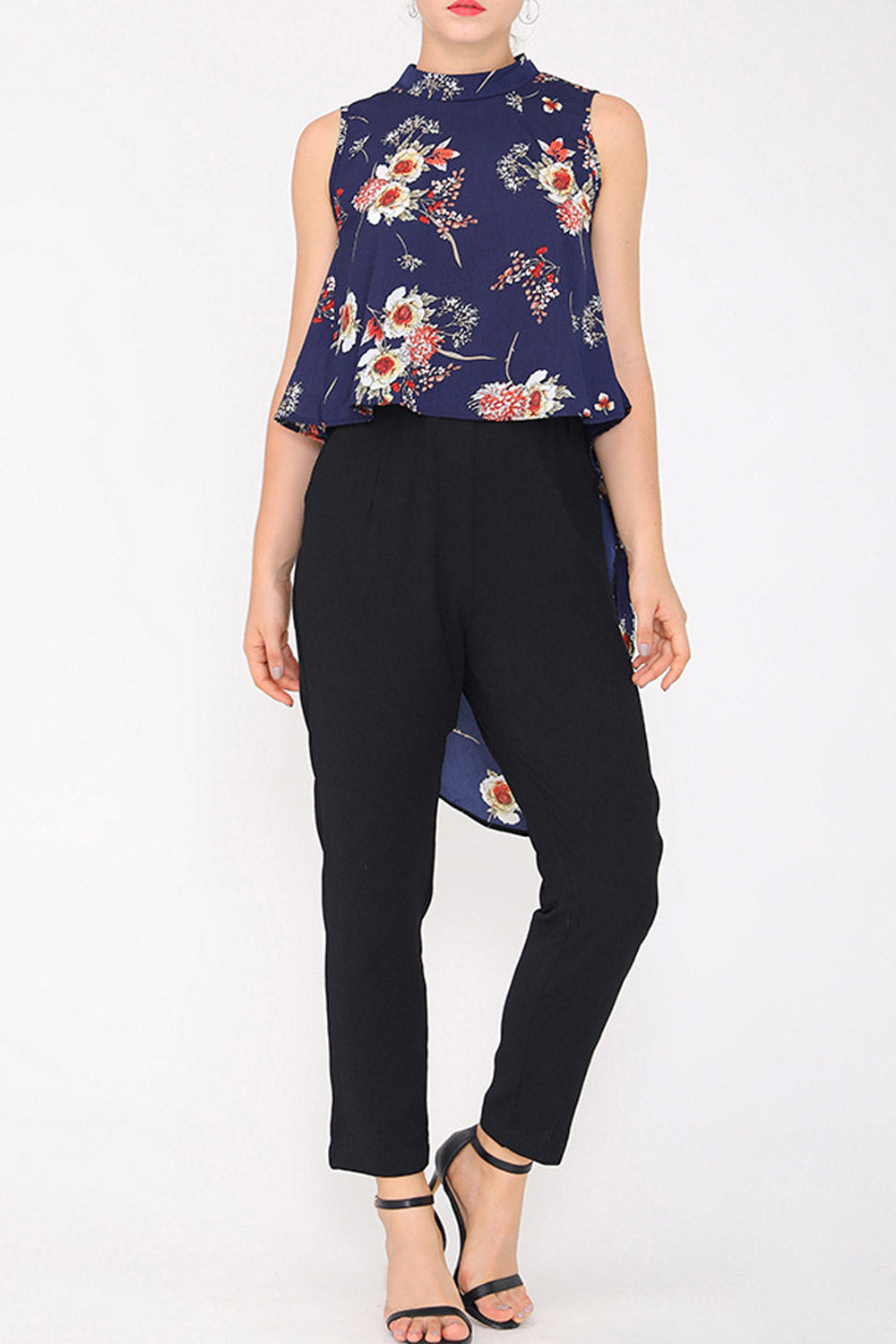 Women Floral Printed High Neck Chiffon Top