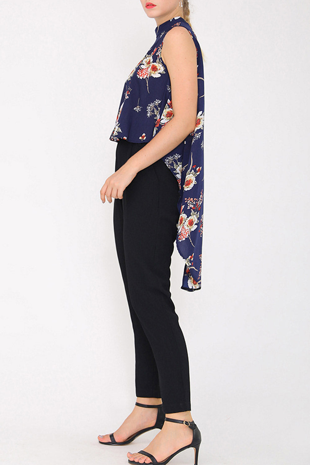 Women Floral Printed High Neck Chiffon Top