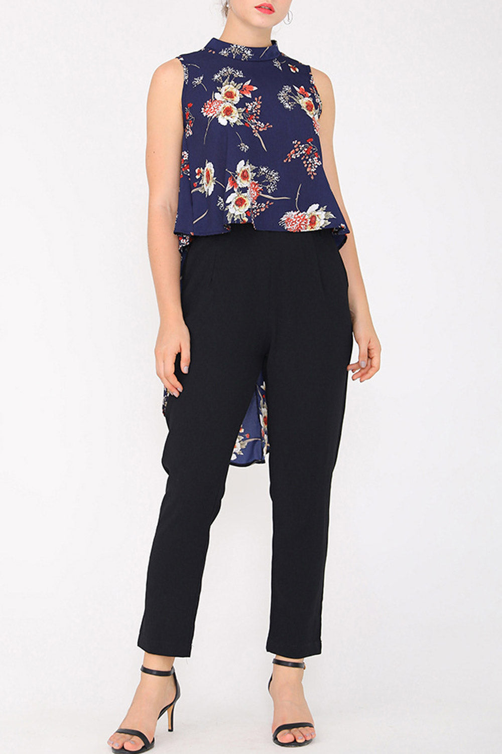 Women Floral Printed High Neck Chiffon Top